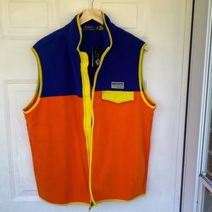 POLO RALPH LAUREN Color-Blocked Brushed Fleece Vest Size L